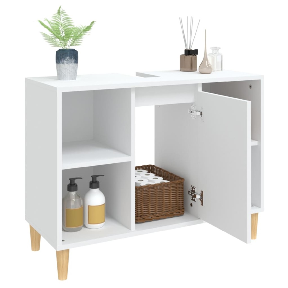 vidaXL Ντουλάπι Νιπτήρα Λευκό 80 x 33 x 60 εκ. Επεξεργασμένο Ξύλο