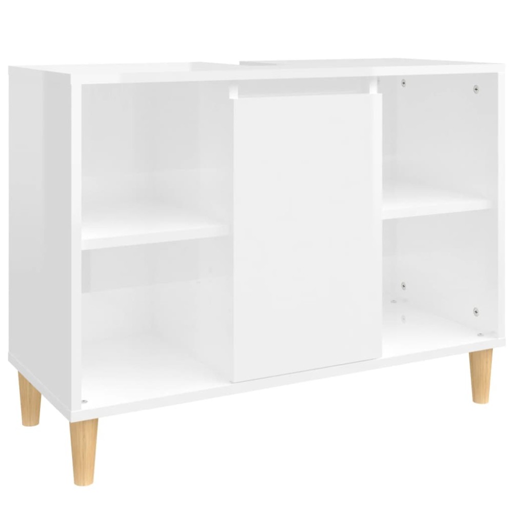 vidaXL Ντουλάπι Νιπτήρα Γυαλ. Λευκό 80x33x60 εκ. Επεξεργασμένο Ξύλο