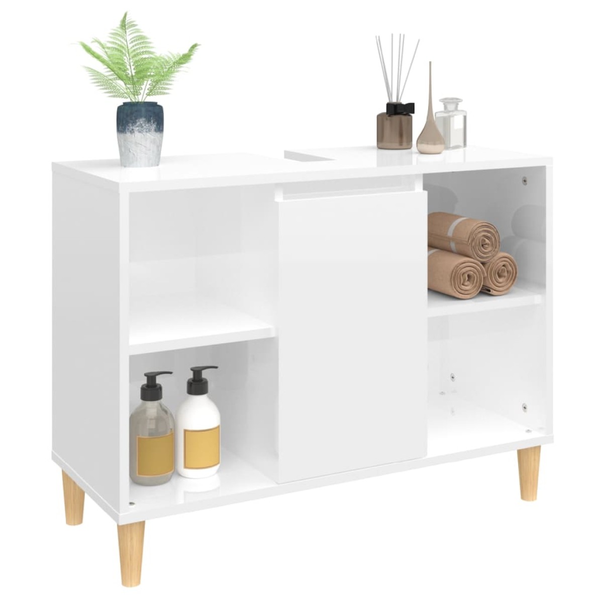 vidaXL Ντουλάπι Νιπτήρα Γυαλ. Λευκό 80x33x60 εκ. Επεξεργασμένο Ξύλο