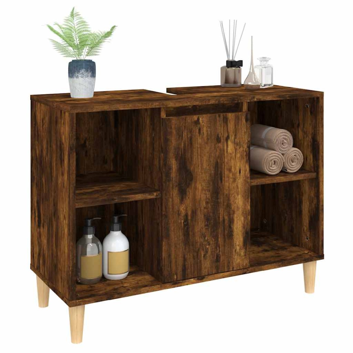 vidaXL Ντουλάπι Νιπτήρα Καπνιστή Δρυς 80x33x60 εκ. Επεξεργ. Ξύλο