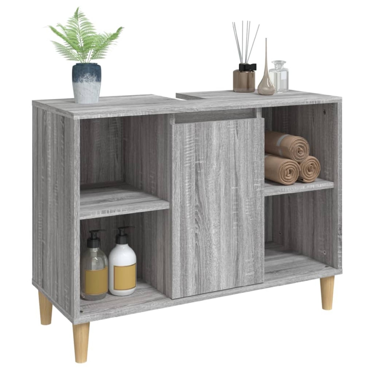 vidaXL Ντουλάπι Νιπτήρα Γκρι Sonoma 80 x 33 x 60εκ. Επεξεργασμένο Ξύλο