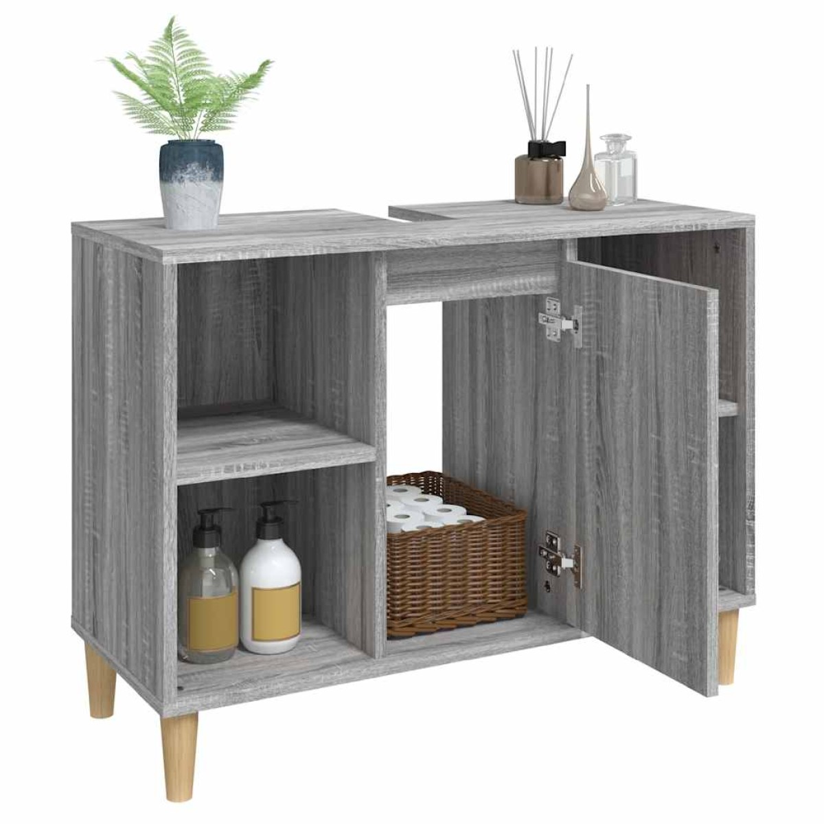 vidaXL Ντουλάπι Νιπτήρα Γκρι Sonoma 80 x 33 x 60εκ. Επεξεργασμένο Ξύλο