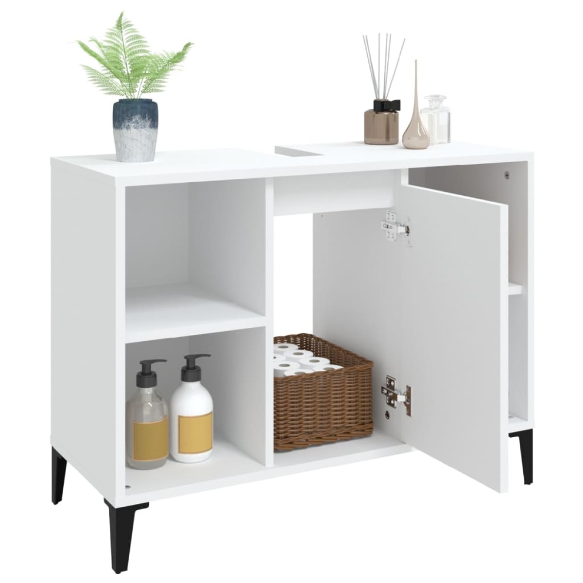 vidaXL Ντουλάπι Νιπτήρα Λευκό 80 x 33 x 60 εκ. Επεξεργασμένο Ξύλο