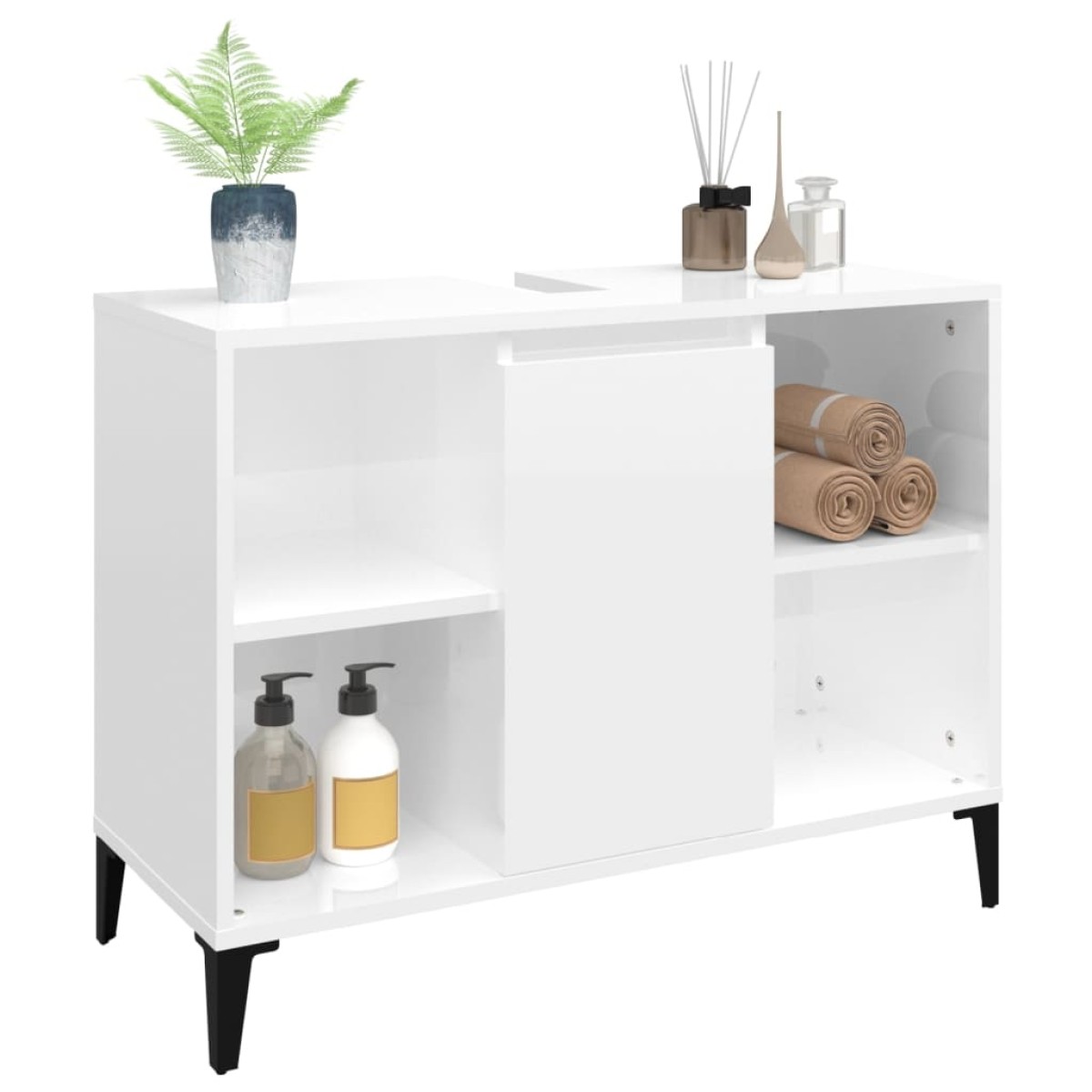 vidaXL Ντουλάπι Νιπτήρα Γυαλ. Λευκό 80x33x60 εκ. Επεξεργασμένο Ξύλο