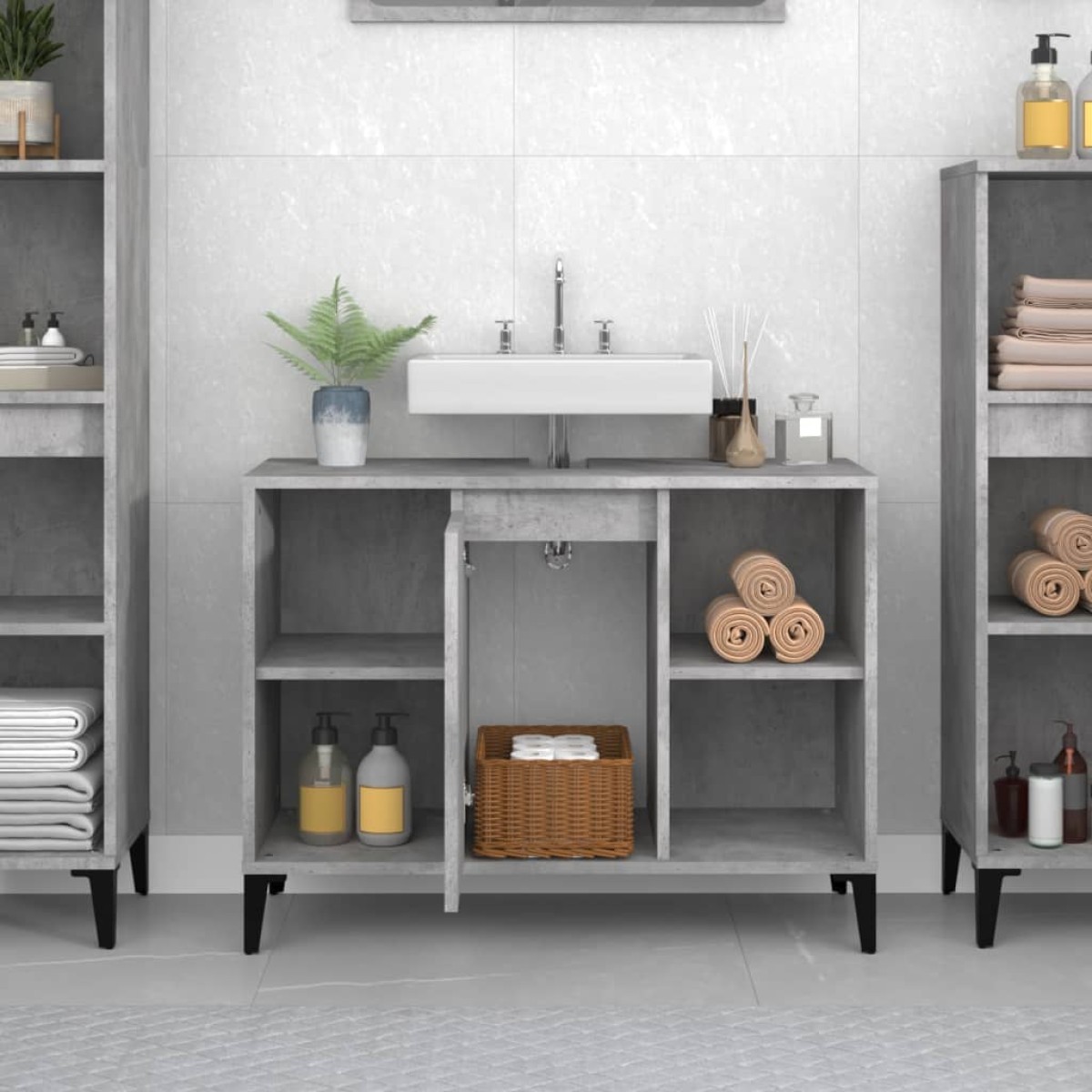vidaXL Ντουλάπι Νιπτήρα Γκρι Σκυρ. 80 x 33 x 60 εκ. Επεξεργασμένο Ξύλο