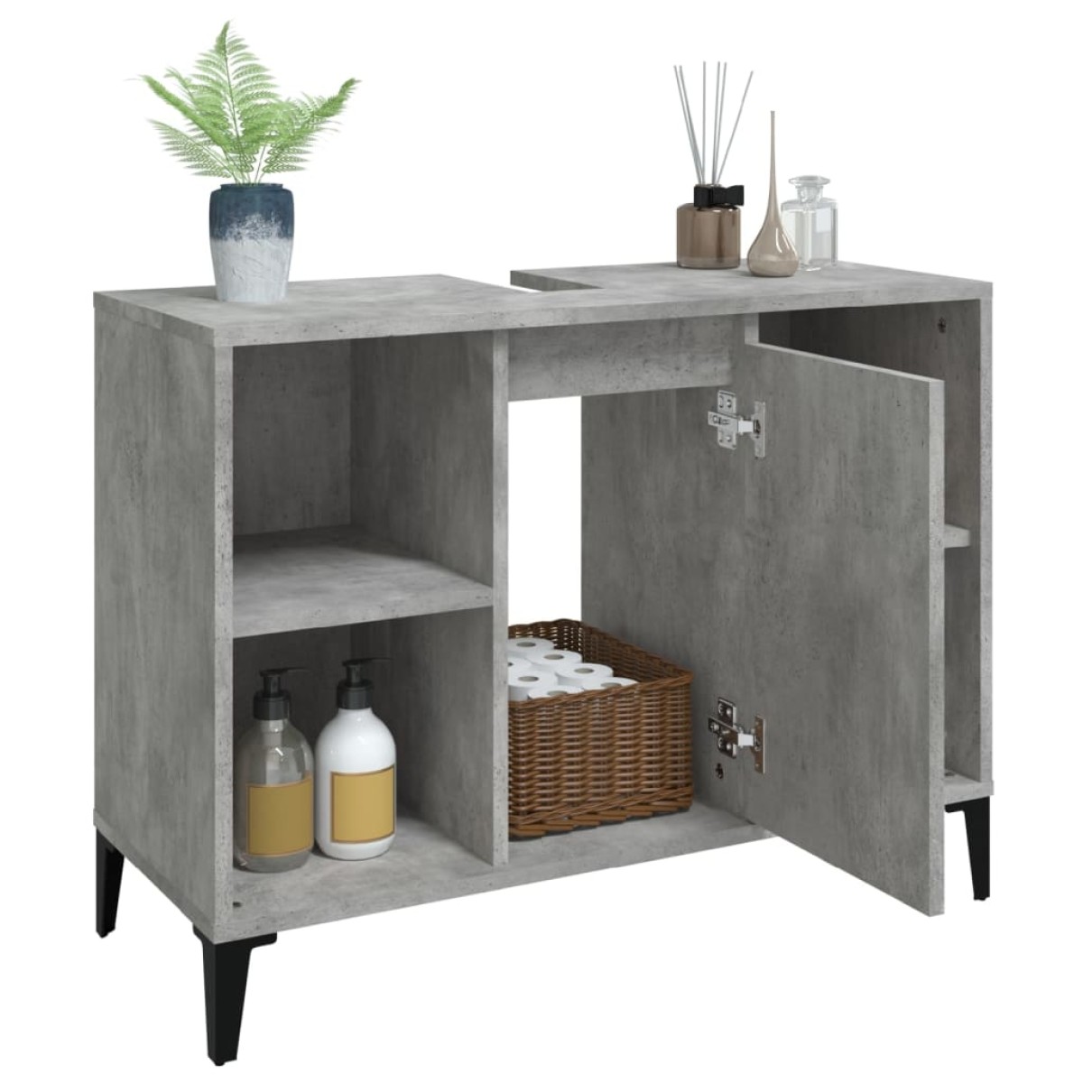 vidaXL Ντουλάπι Νιπτήρα Γκρι Σκυρ. 80 x 33 x 60 εκ. Επεξεργασμένο Ξύλο