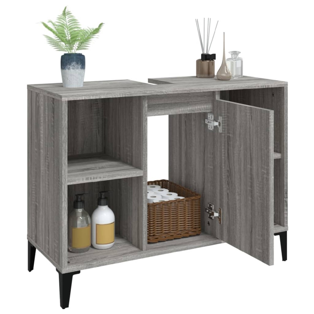 vidaXL Ντουλάπι Νιπτήρα Γκρι Sonoma 80 x 33 x 60εκ. Επεξεργασμένο Ξύλο