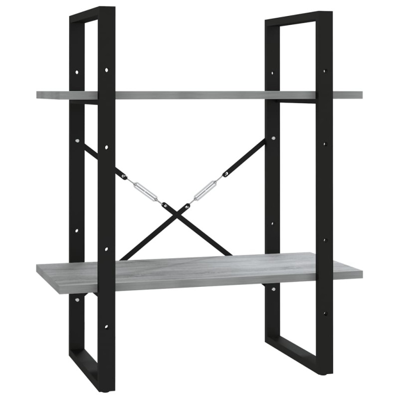 vidaXL Βιβλιοθήκη με 2 Ράφια Γκρι Sonoma 60x30x70 εκ. Επεξεργ. Ξύλο