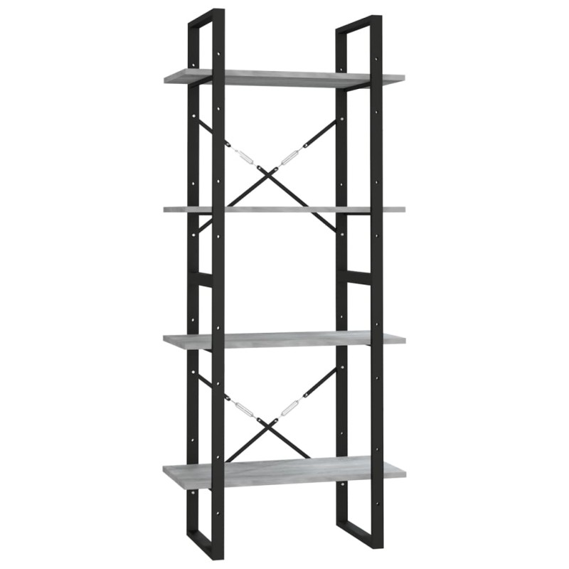 vidaXL Βιβλιοθήκη με 4 Ράφια Γκρι Sonoma 60x30x140 εκ. Επεξεργ. Ξύλο