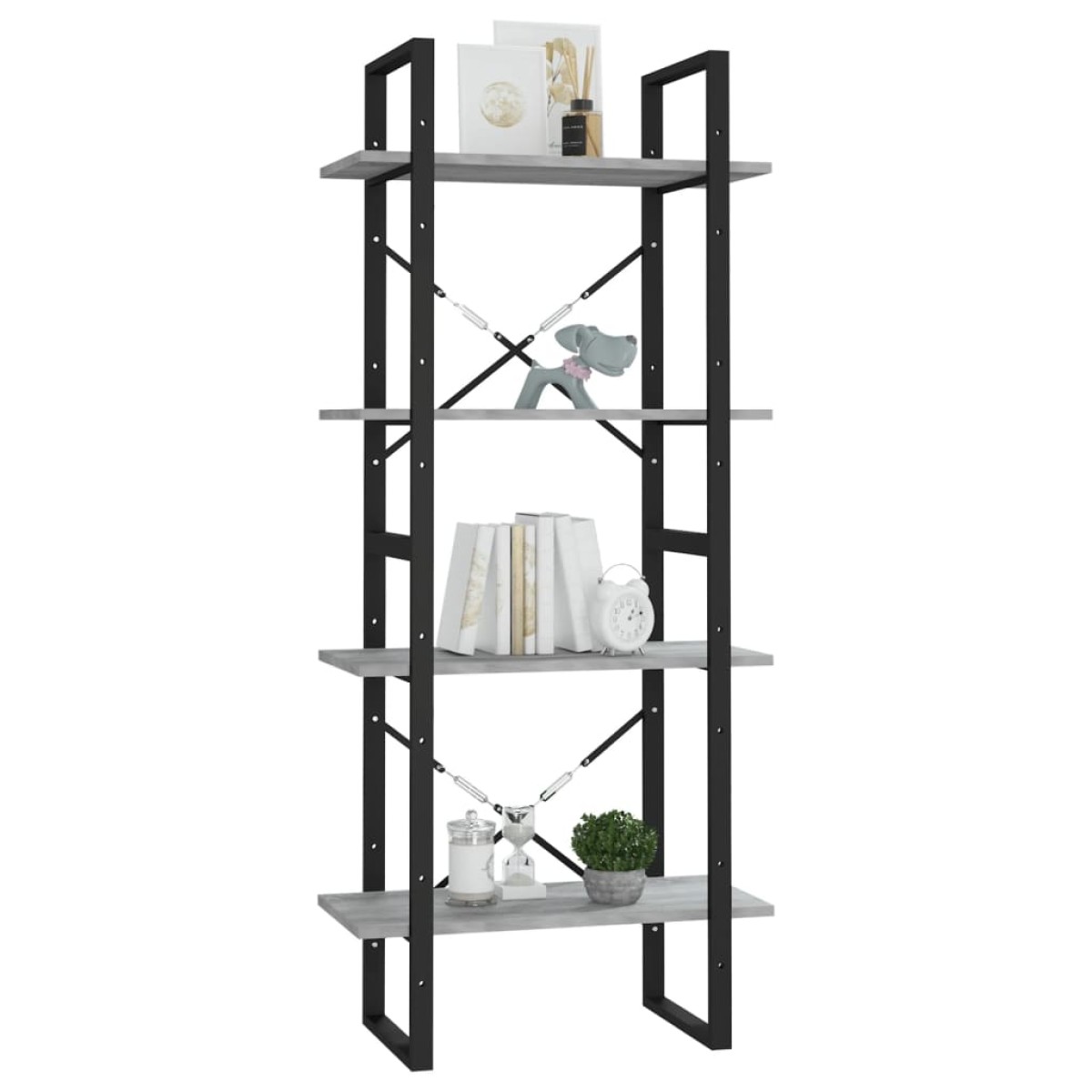 vidaXL Βιβλιοθήκη με 4 Ράφια Γκρι Sonoma 60x30x140 εκ. Επεξεργ. Ξύλο