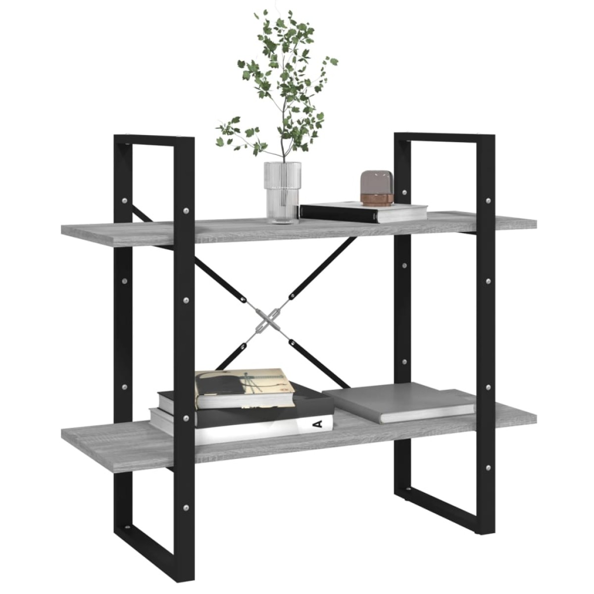 vidaXL Βιβλιοθήκη με 2 Ράφια Γκρι Sonoma 80x30x70 εκ. Επεξεργ. Ξύλο