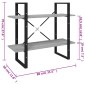 vidaXL Βιβλιοθήκη με 2 Ράφια Γκρι Sonoma 80x30x70 εκ. Επεξεργ. Ξύλο