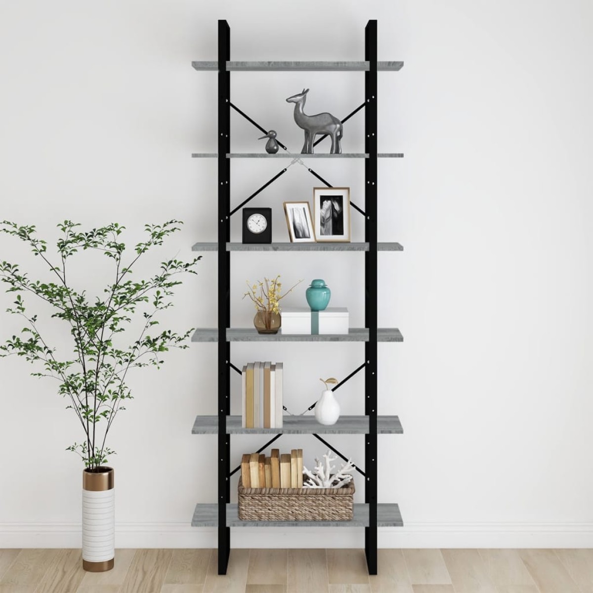 vidaXL Ραφιέρα Γκρι Sonoma 80x30x210 εκ. από Επεξεργασμένο Ξύλο