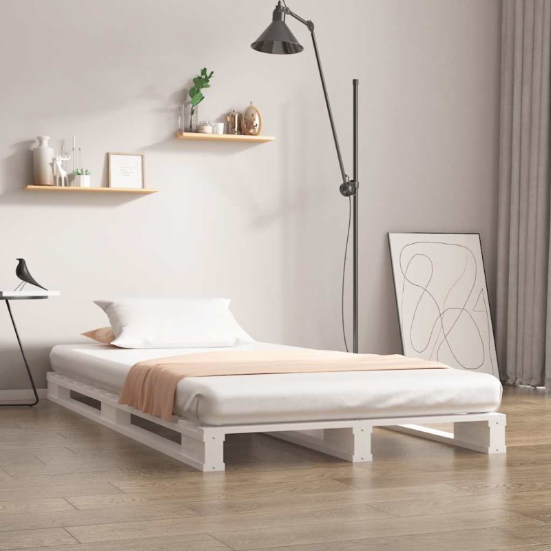 820387 vidaXL Καναπές από Παλέτες Άσπρο 100 x 200εκ. Μασίφ Ξύλο Πεύκου