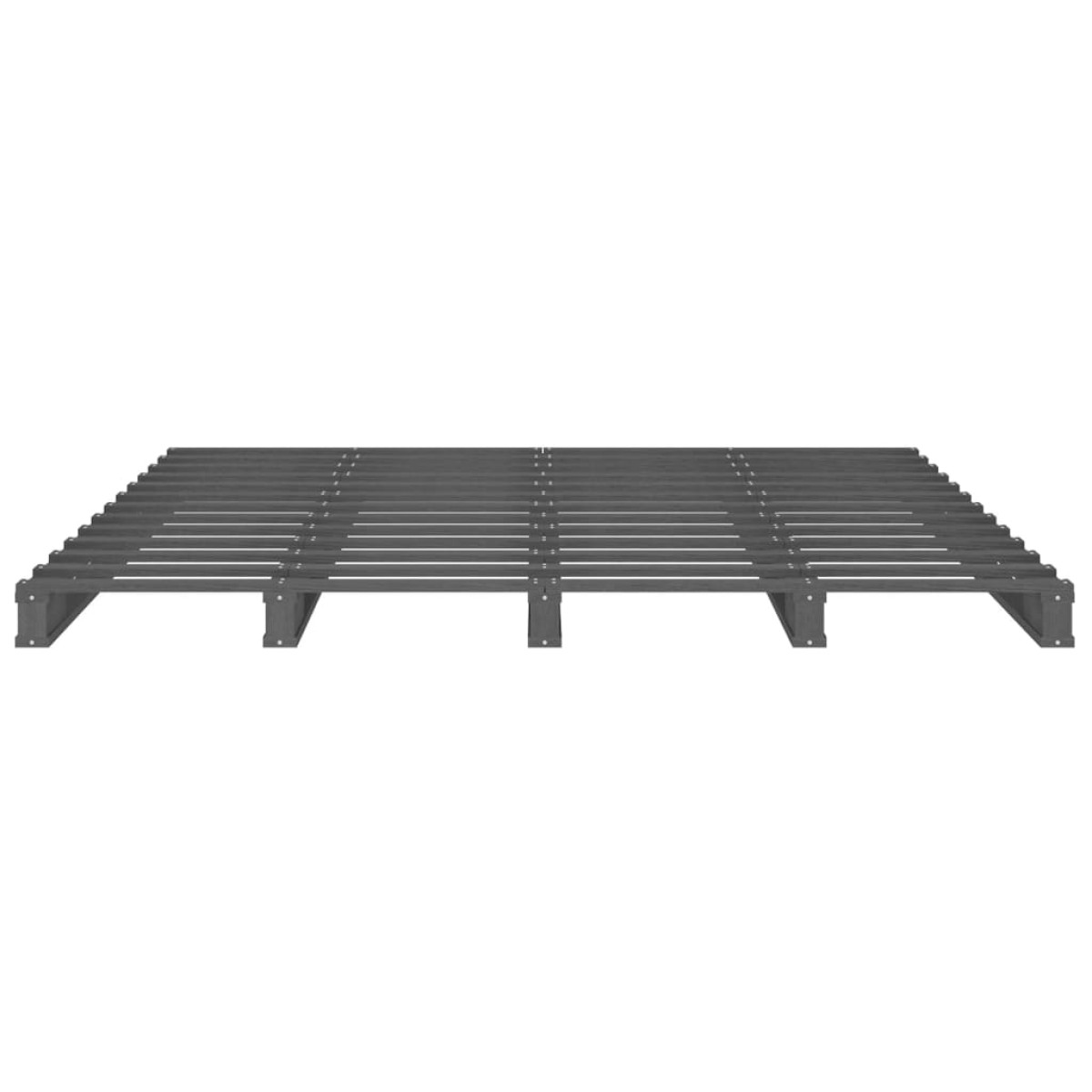 vidaXL Κρεβάτι Παλέτες Γκρι 150x200εκ Μασίφ Ξύλο Πεύκου 5FT KingSize