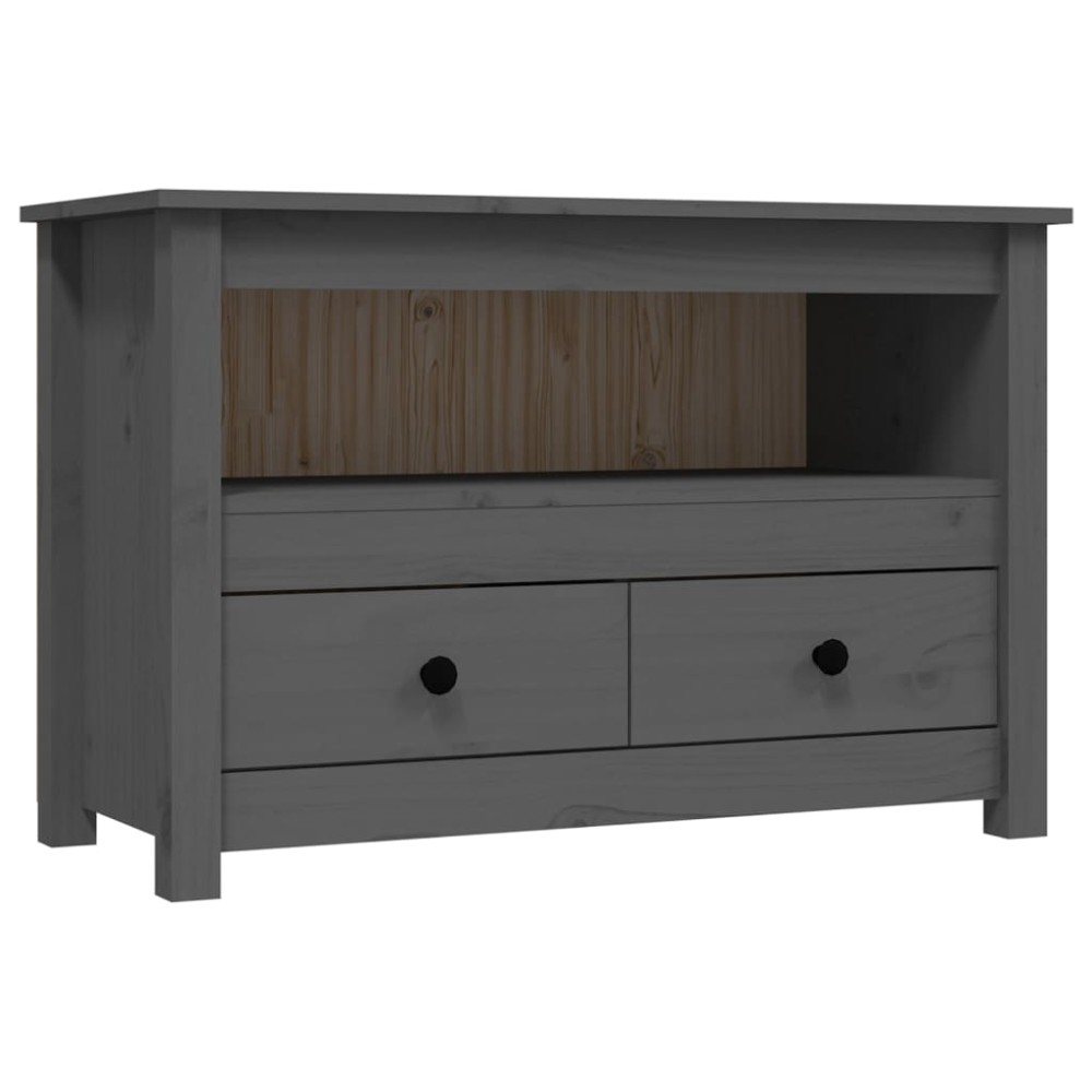vidaXL Έπιπλο Τηλεόρασης Γκρι 79x35x52 εκ. από Μασίφ Ξύλο Πεύκου