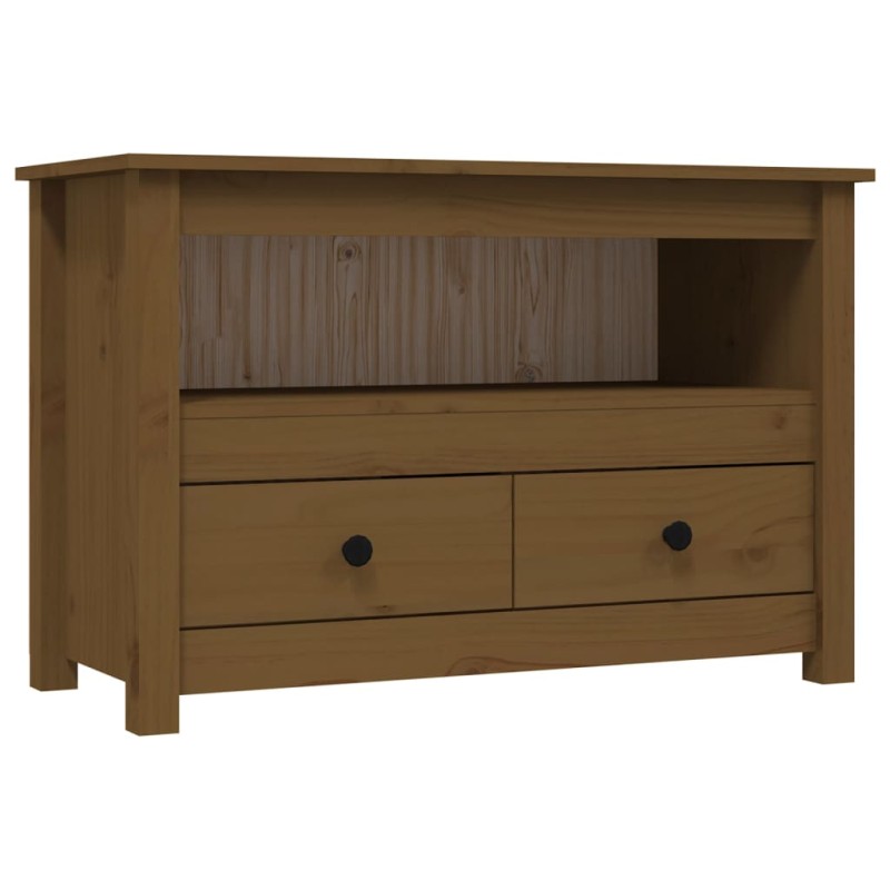 vidaXL Έπιπλο Τηλεόρασης Μελί Καφέ 79x35x52 εκ. από Μασίφ Ξύλο Πεύκου