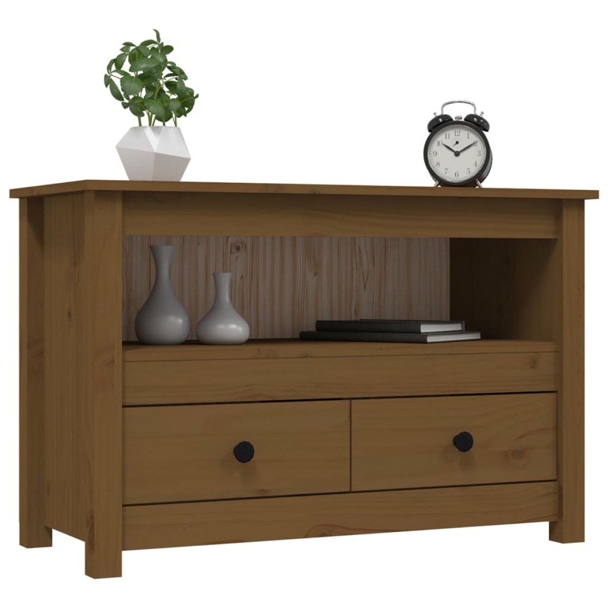 vidaXL Έπιπλο Τηλεόρασης Μελί Καφέ 79x35x52 εκ. από Μασίφ Ξύλο Πεύκου