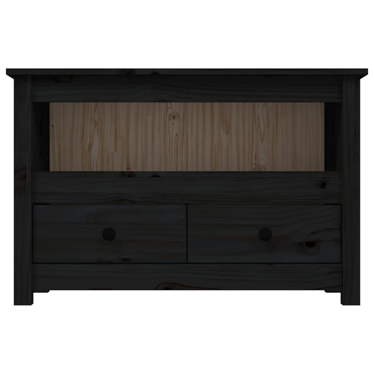 vidaXL Έπιπλο Τηλεόρασης Μαύρο 79x35x52 εκ. από Μασίφ Ξύλο Πεύκου