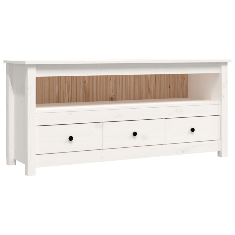 vidaXL Έπιπλο Τηλεόρασης Λευκό 114x35x52 εκ. από Μασίφ Ξύλο Πεύκου