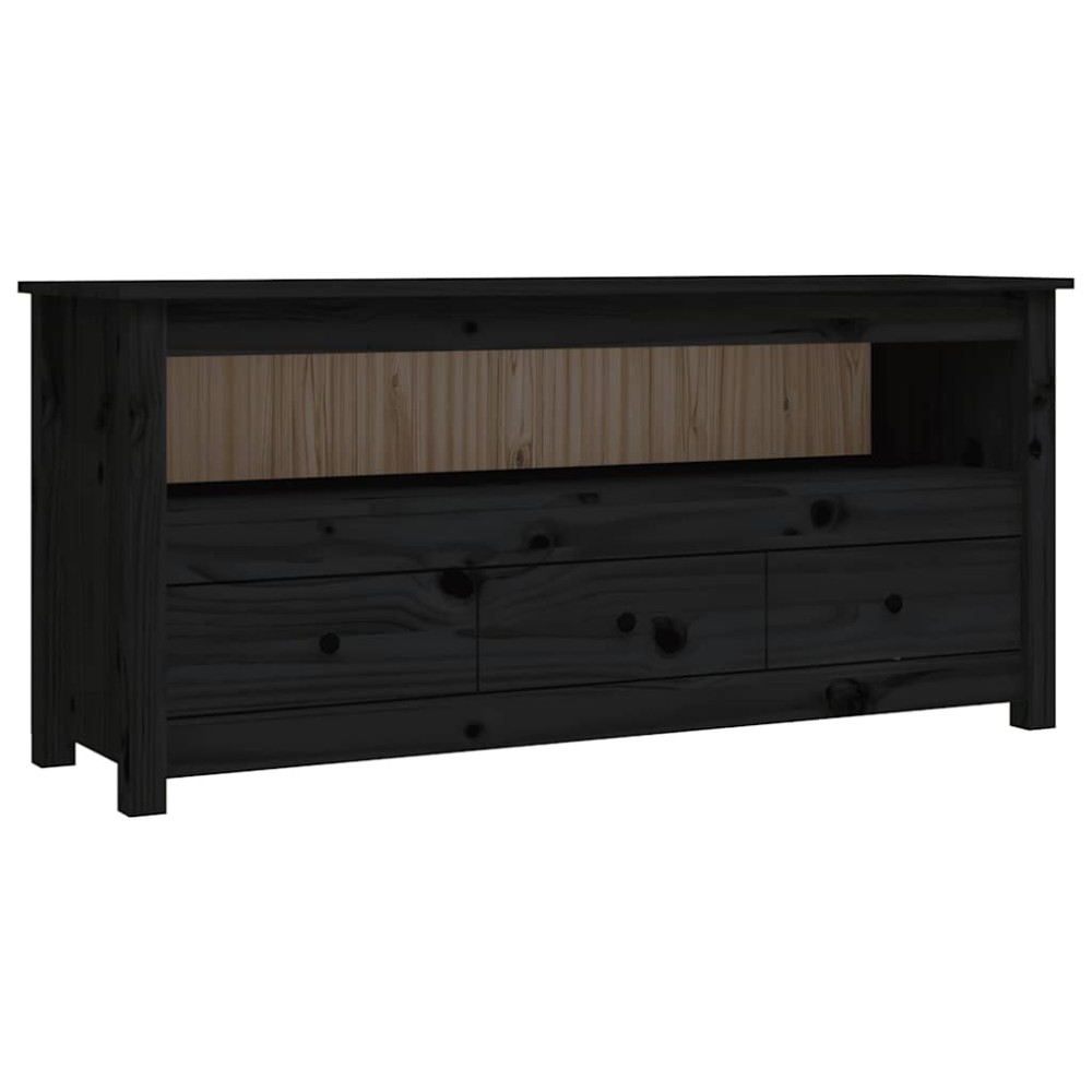 vidaXL Έπιπλο Τηλεόρασης Μαύρο 114 x 35 x 52 εκ. από Μασίφ Ξύλο Πεύκου