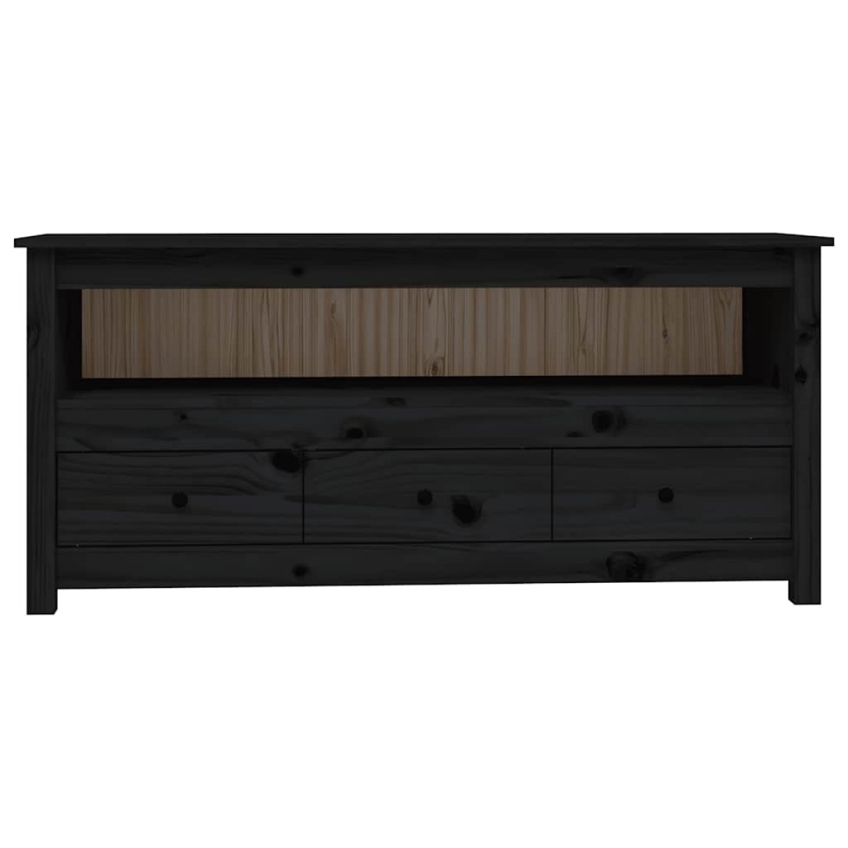 vidaXL Έπιπλο Τηλεόρασης Μαύρο 114 x 35 x 52 εκ. από Μασίφ Ξύλο Πεύκου