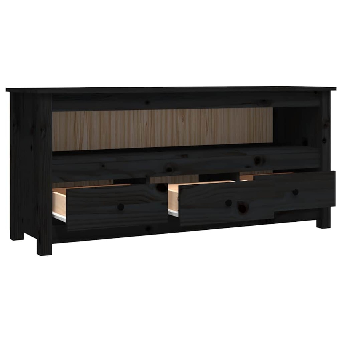 vidaXL Έπιπλο Τηλεόρασης Μαύρο 114 x 35 x 52 εκ. από Μασίφ Ξύλο Πεύκου