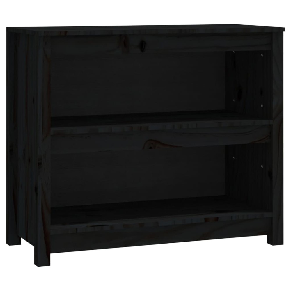 vidaXL Βιβλιοθήκη Μαύρη 50 x 35 x 68 εκ. από Μασίφ Ξύλο Πεύκου