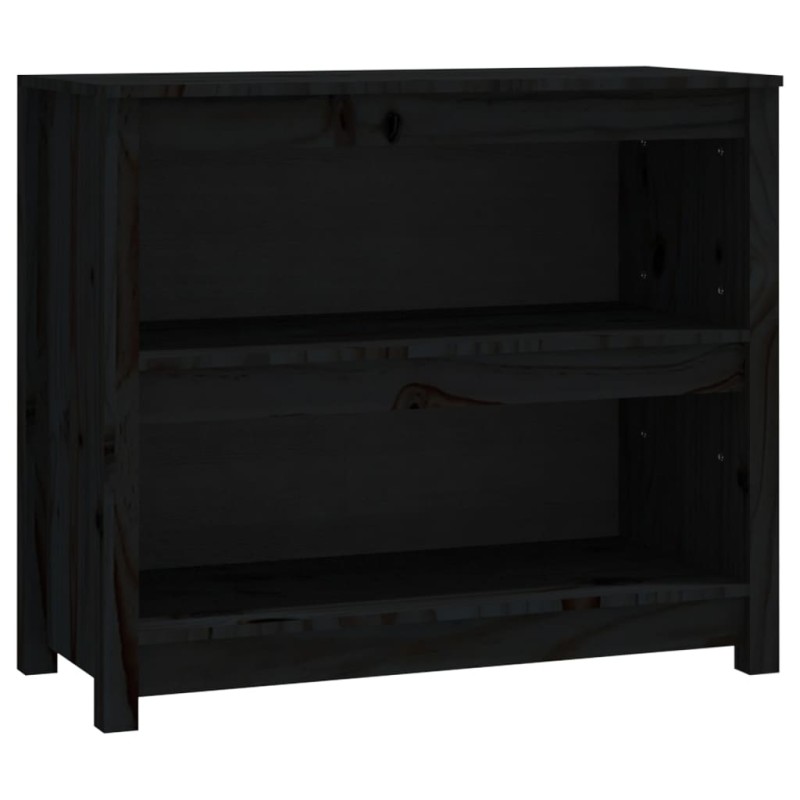 vidaXL Βιβλιοθήκη Μαύρη 50 x 35 x 68 εκ. από Μασίφ Ξύλο Πεύκου