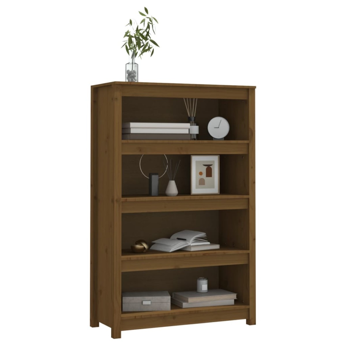 vidaXL Βιβλιοθήκη Μελί 80x35x126 εκ. από Μασίφ Ξύλο Πεύκου