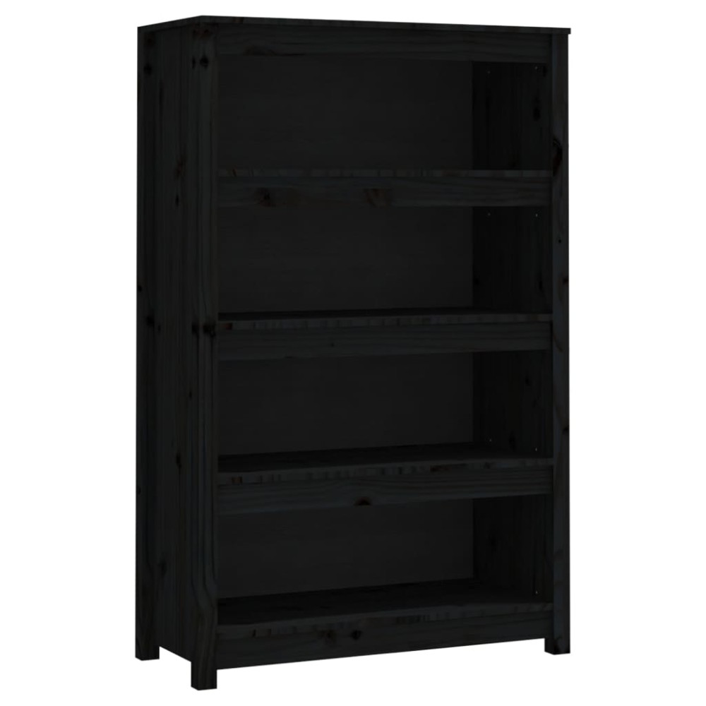 vidaXL Βιβλιοθήκη Μαύρη 80x35x126 εκ. από Μασίφ Ξύλο Πεύκου