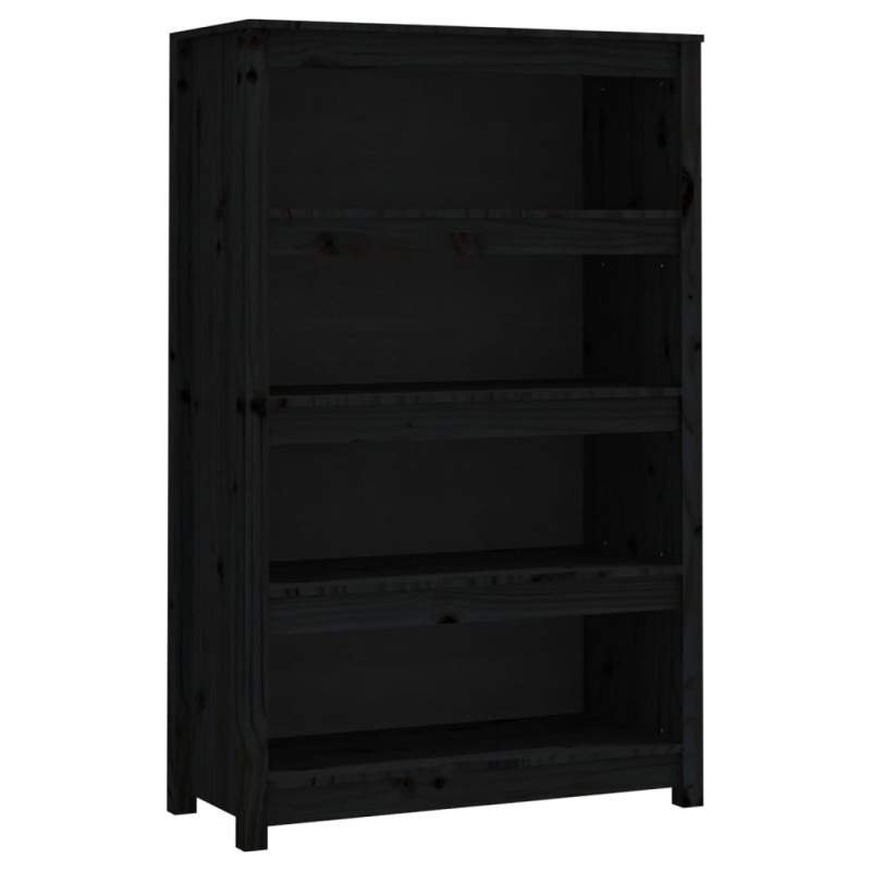 vidaXL Βιβλιοθήκη Μαύρη 80x35x126 εκ. από Μασίφ Ξύλο Πεύκου
