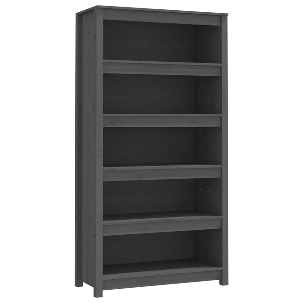 vidaXL Βιβλιοθήκη Γκρι 80 x 35 x 154 εκ. από Μασίφ Ξύλο Πεύκου