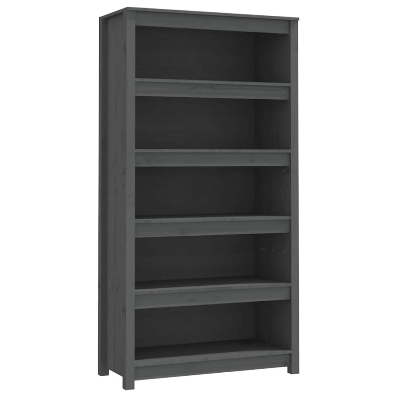 vidaXL Βιβλιοθήκη Γκρι 80 x 35 x 154 εκ. από Μασίφ Ξύλο Πεύκου