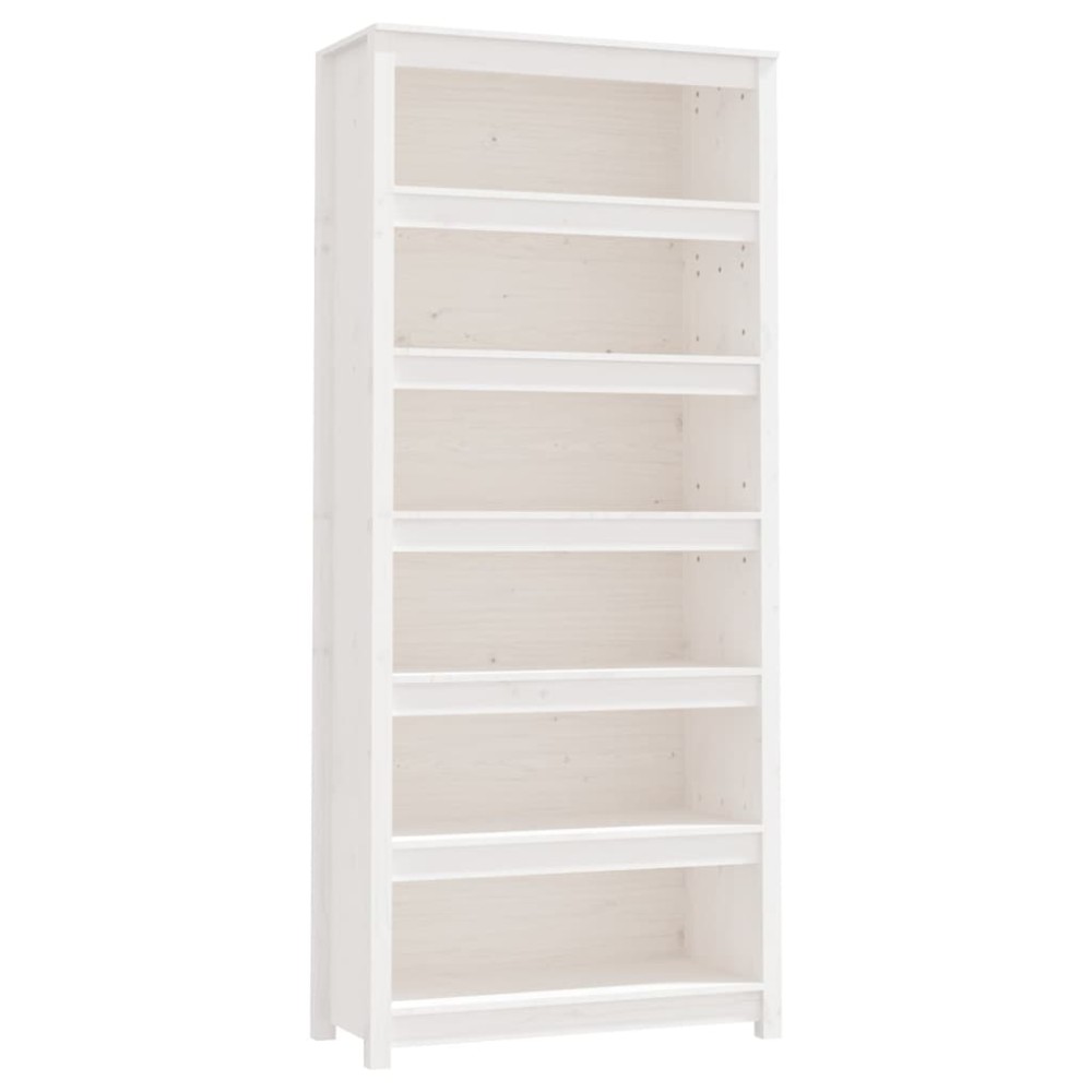 vidaXL Βιβλιοθήκη Λευκή 80x35x183 εκ. από Μασίφ Ξύλο Πεύκου
