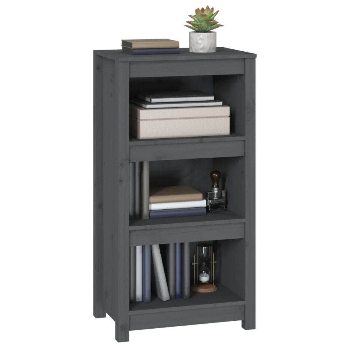 vidaXL Βιβλιοθήκη Γκρι 50 x 35 x 97 εκ. από Μασίφ Ξύλο Πεύκου