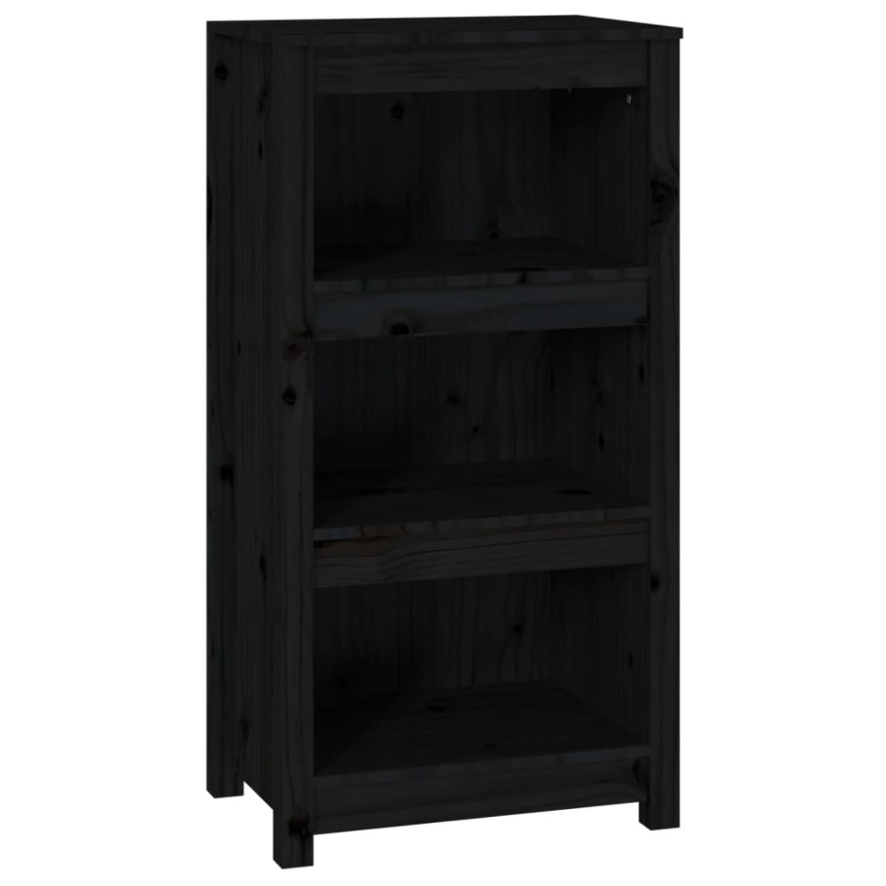 vidaXL Βιβλιοθήκη Μαύρη 50 x 35 x 97 εκ. από Μασίφ Ξύλο Πεύκου