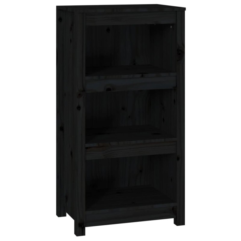 vidaXL Βιβλιοθήκη Μαύρη 50 x 35 x 97 εκ. από Μασίφ Ξύλο Πεύκου