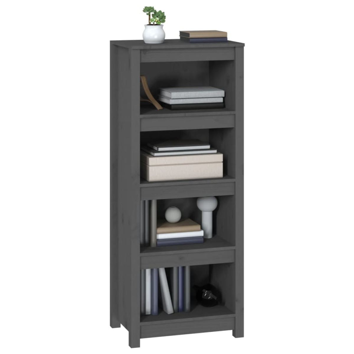vidaXL Βιβλιοθήκη Γκρι 50x35x125,5 εκ. από Μασίφ Ξύλο Πεύκου