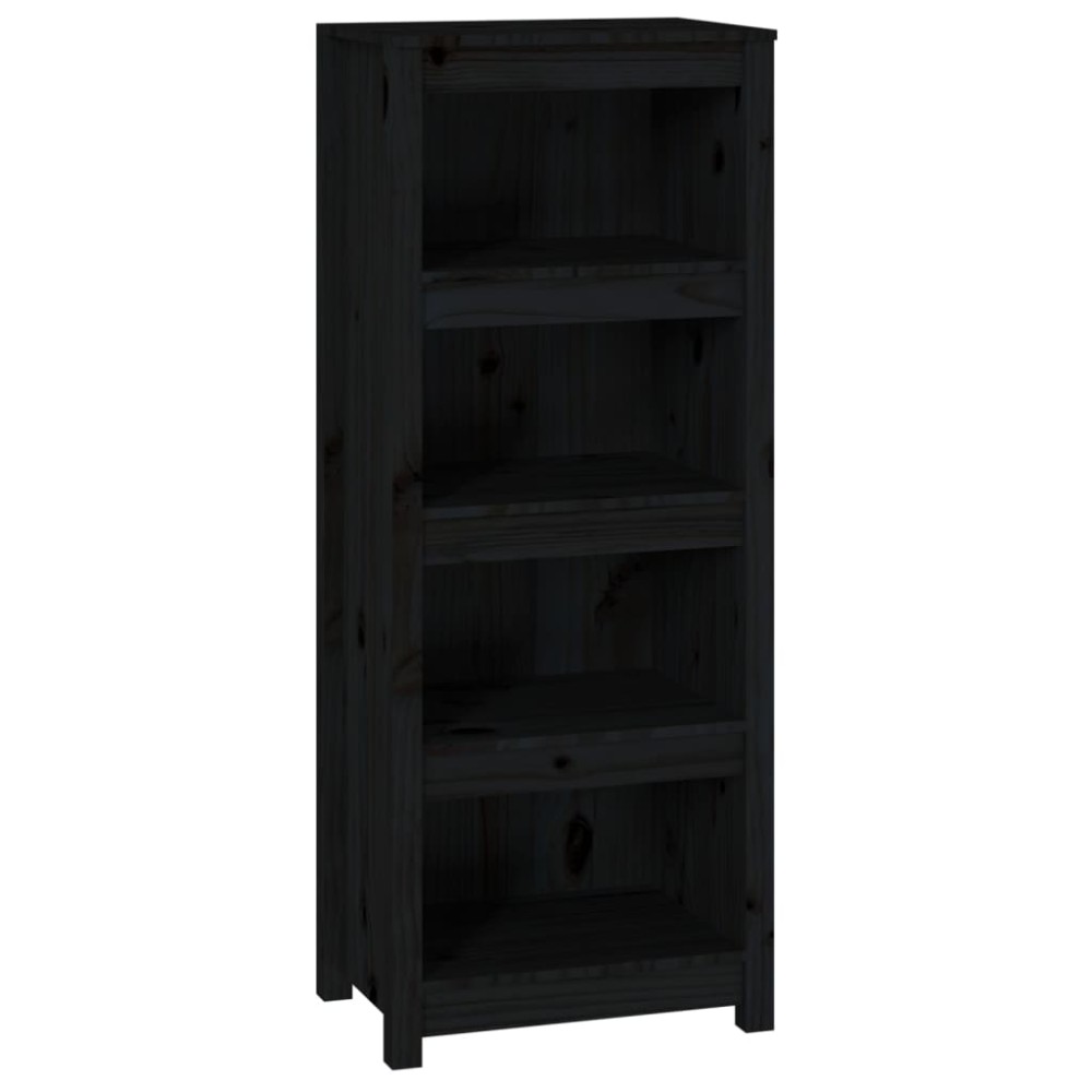 vidaXL Βιβλιοθήκη Μαύρη 50x35x125,5 εκ. από Μασίφ Ξύλο Πεύκου