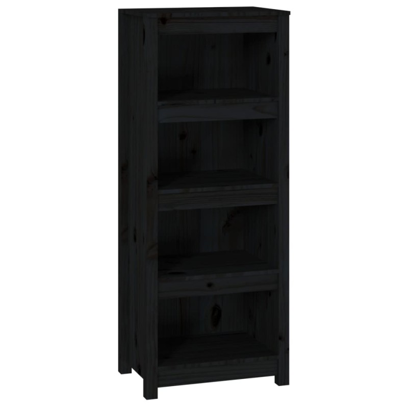 vidaXL Βιβλιοθήκη Μαύρη 50x35x125,5 εκ. από Μασίφ Ξύλο Πεύκου