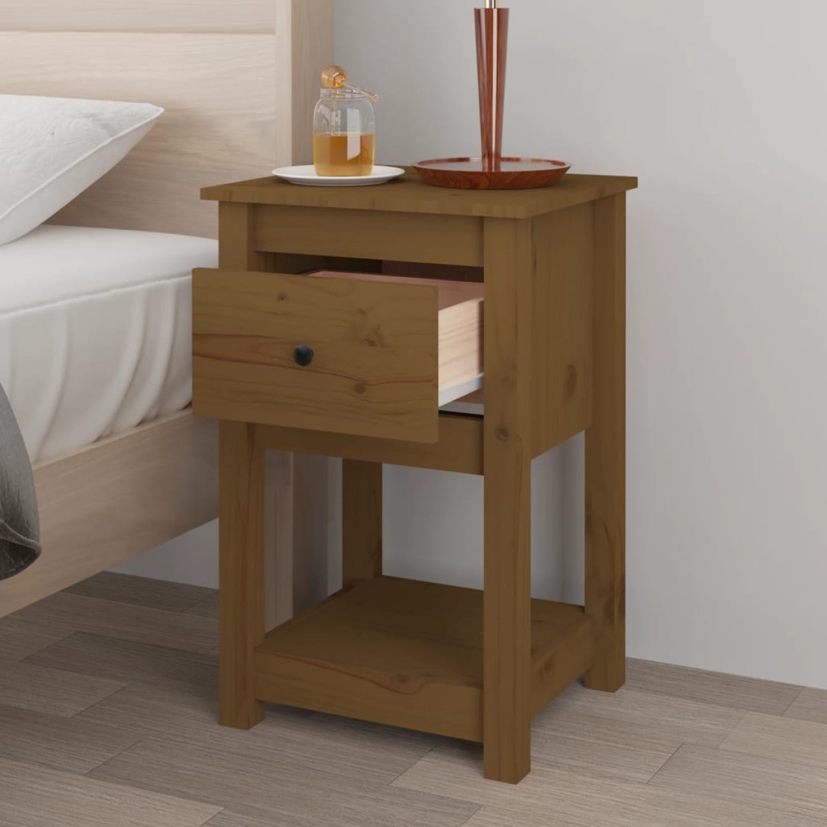 vidaXL Κομοδίνα 2 τεμ. Καφέ Μελί 40x35x61,5 εκ. από Μασίφ Ξύλο Πεύκου