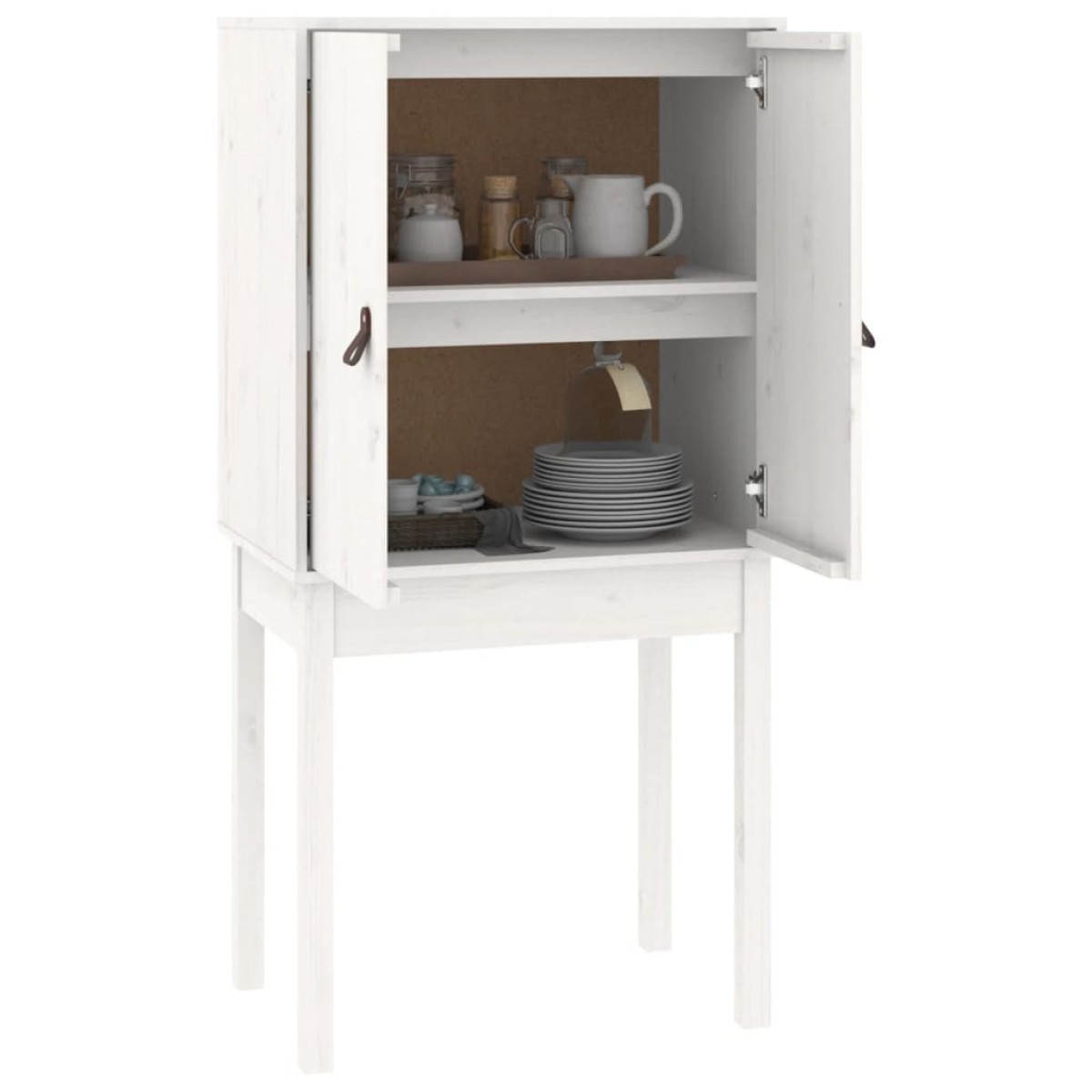 vidaXL Ντουλάπι Ψηλό Λευκό 60 x 40 x 120 εκ. από Μασίφ Ξύλο Πεύκου