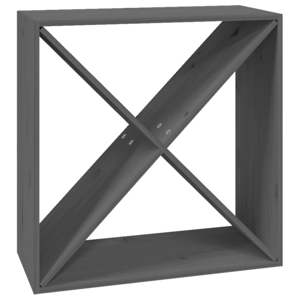 vidaXL Κάβα Κρασιών Γκρι 62 x 25 x 62 εκ. από Μασίφ Ξύλο Πεύκου