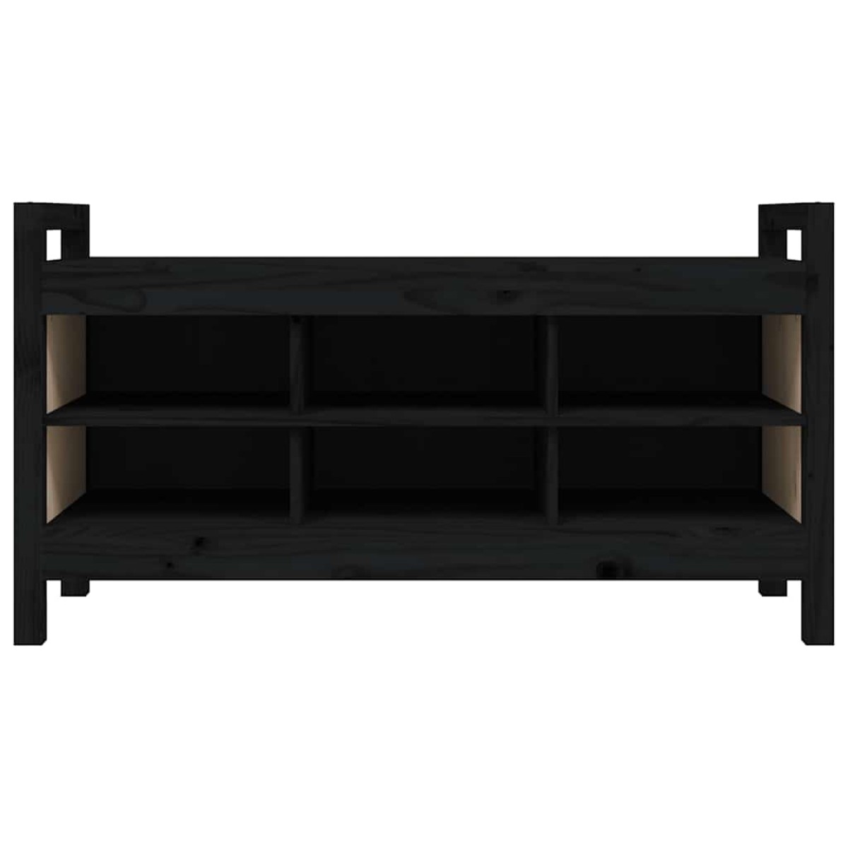 vidaXL Παγκάκι Χολ Μαύρο 110x40x60 εκ. από Μασίφ Ξύλο Πεύκου