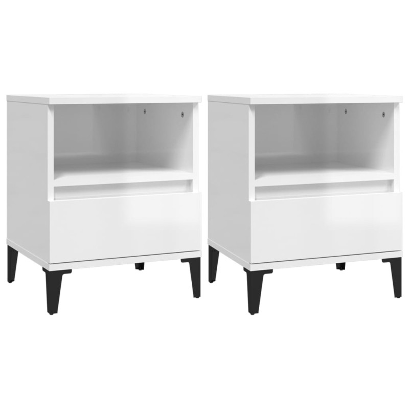 vidaXL Κομοδίνα 2 τεμ. Γυαλιστερό Λευκό 40 x 35 x 50 εκ.