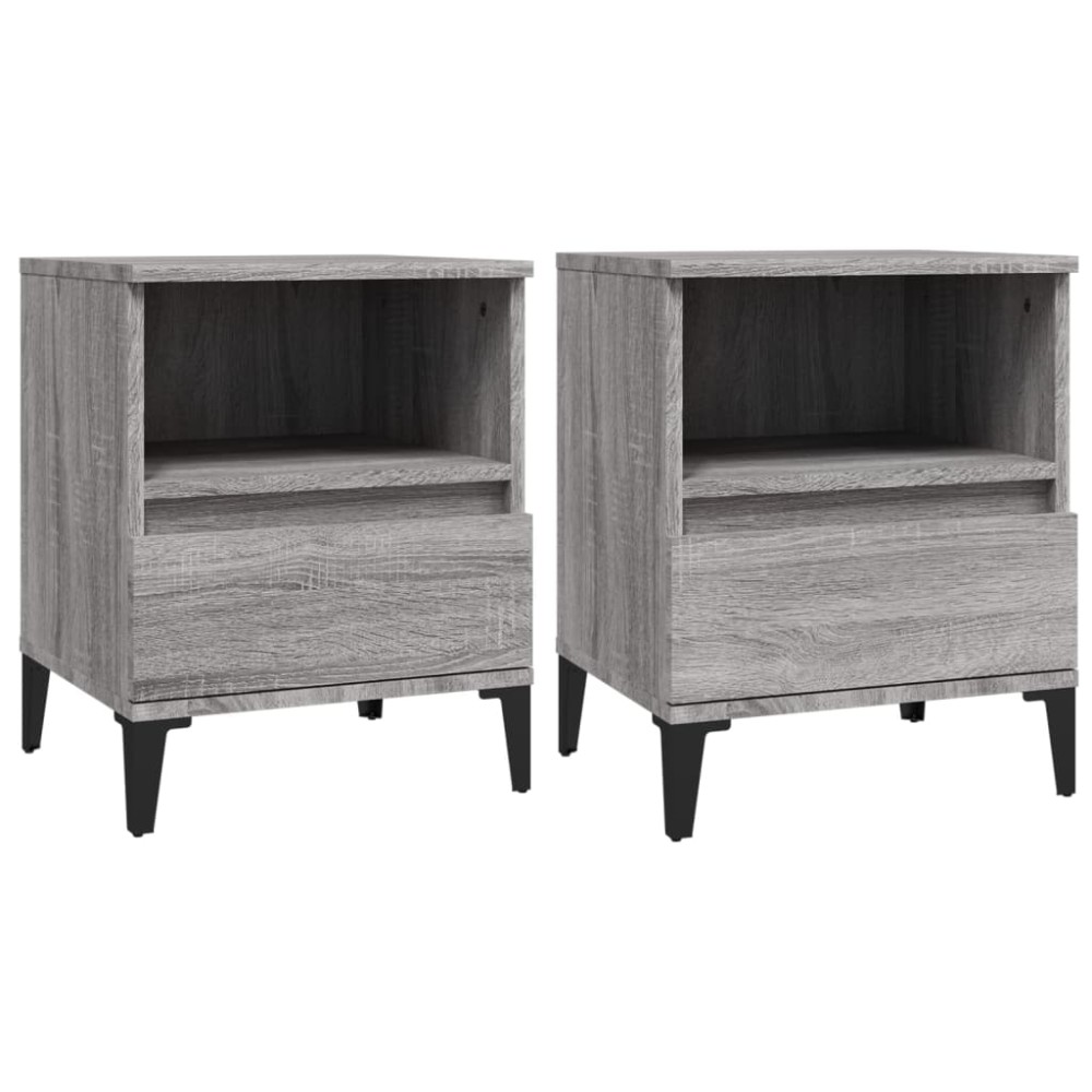 vidaXL Κομοδίνα 2 Τεμ. Γκρι Sonoma 40x35x50 εκ.