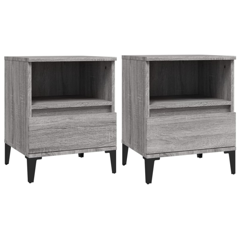 vidaXL Κομοδίνα 2 Τεμ. Γκρι Sonoma 40x35x50 εκ.