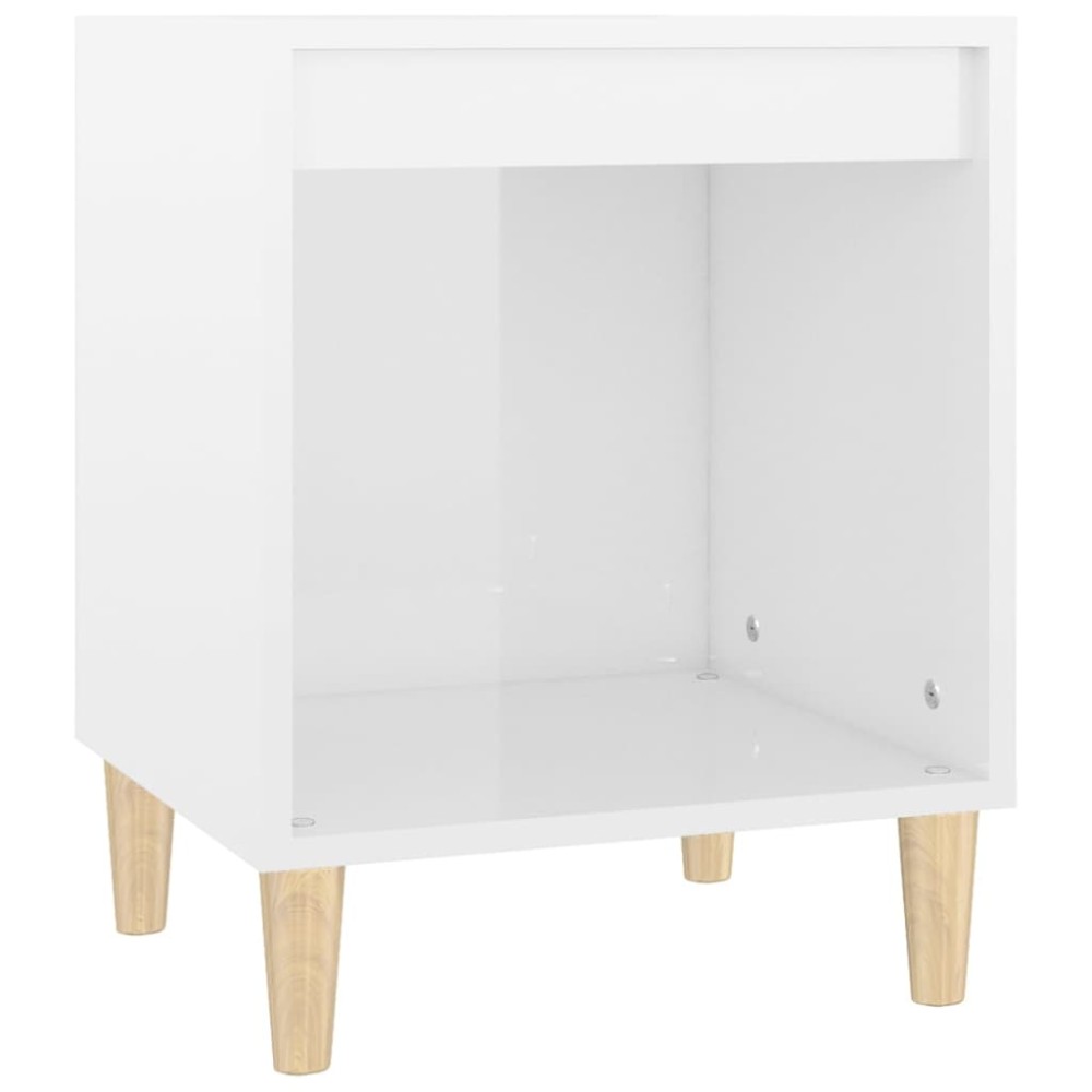 vidaXL Κομοδίνο Γυαλ. Λευκό 40 x 35 x 50 εκ. από Επεξεργασμένο Ξύλο