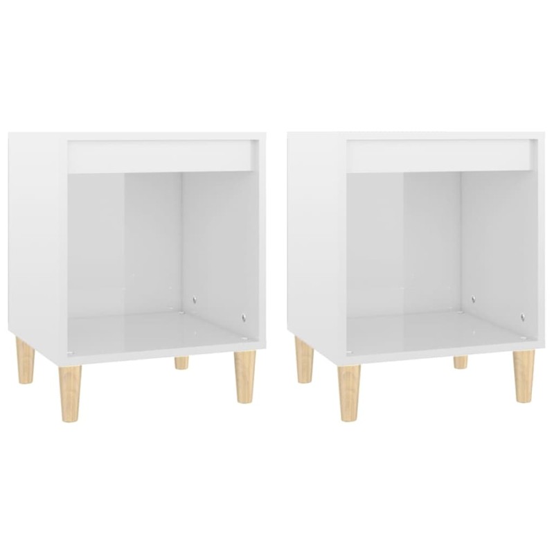 vidaXL Κομοδίνα 2 τεμ. Γυαλιστερό Λευκό 40 x 35 x 50 εκ.